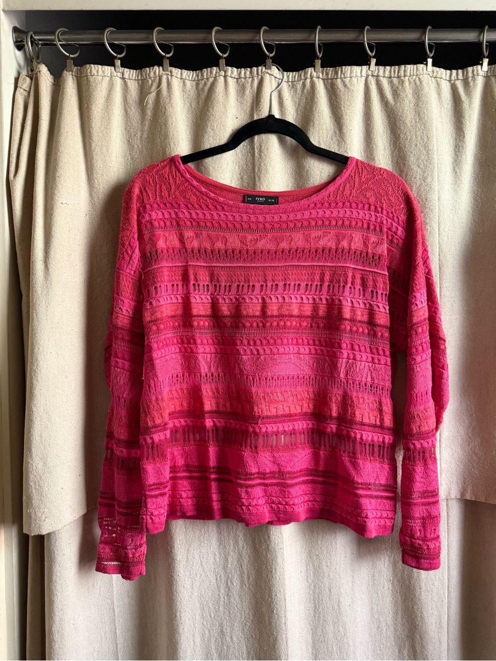 IVKO Hot Pink Open-Knit Long Sleeve Sweater